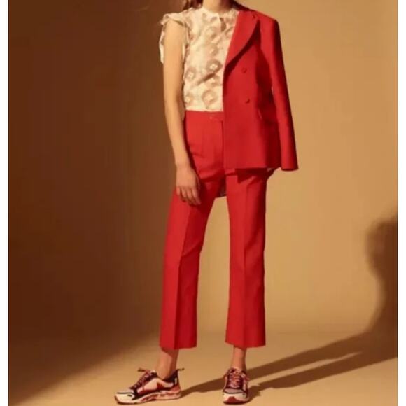 Sandro Red/Rouge Poison Straight Leg Pants (Size 42) - Picture 2 of 11